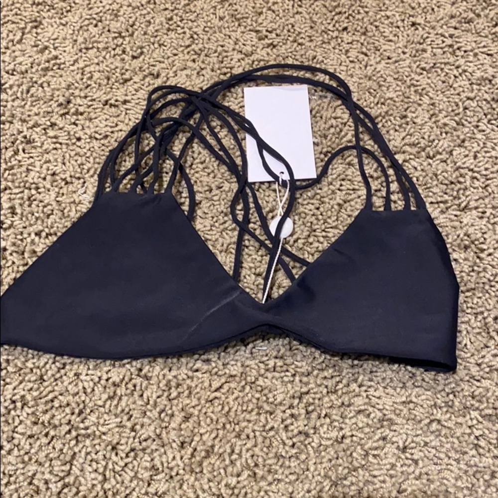 NWT mikoh bikini top size medium black (fits xxs)